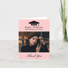Elegant Rosa Personlig Studenten Photo Tack Kort