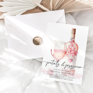 Elegant Rosa Petals & Prosecco Möhippa Inbjudningar