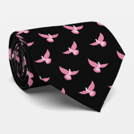 Elegant Rosa Pigeon på Black Seamless Mönster Slips