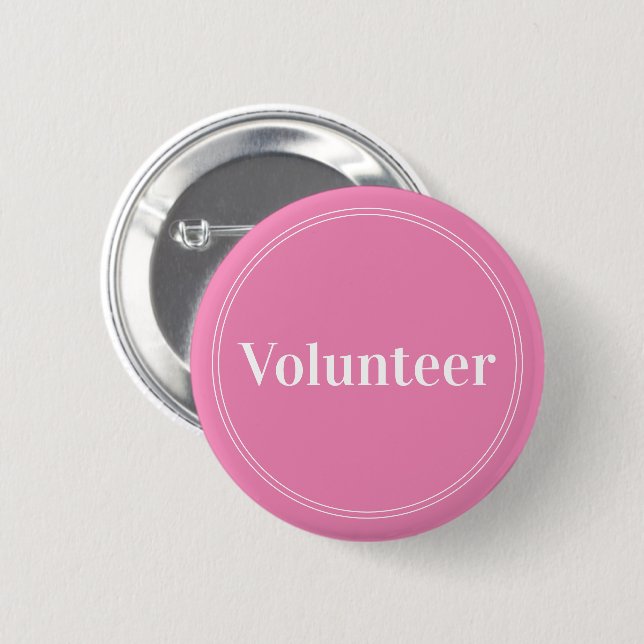 Elegant Rosa Pin-back Volunteer Buttons Knapp (Framsida & baksida)