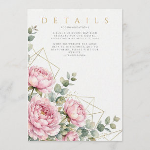Elegant Rosa Pion Guld Geometrisk Bröllop Program
