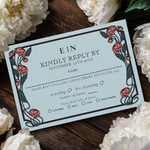 Elegant Rosa Pion Konstnärsnyal Floral Bröllop OSA Kort
