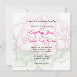 Elegant Rosa Pioner Vattenfärg Lyx Bröllopsinbjuda Inbjudningar