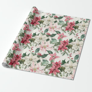 Elegant Rosa Poinsettias jul Presentpapper