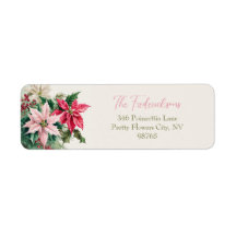 Elegant Rosa Poinsettias jul Returadress