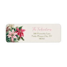 Elegant Rosa Poinsettias jul Returadress Returadress Etikett