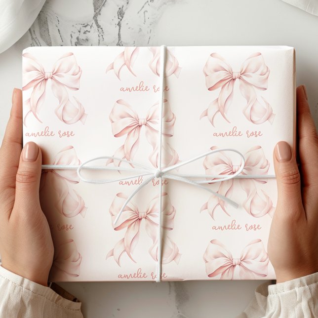 Elegant rosa presentpapper med rosett (Skapare uppladdad)
