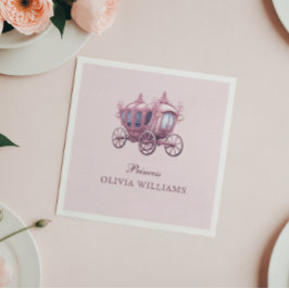 Elegant Rosa Princess Carriage Födelsedagsfest Pappersservett