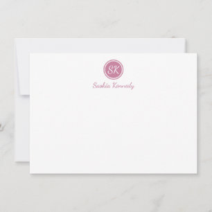 Elegant Rosa Professionell i Monogram-skript Anteckningskort