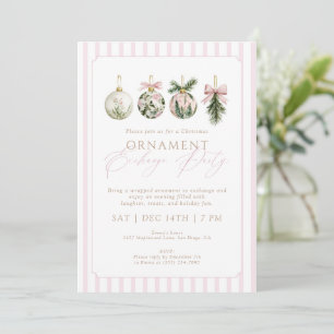Elegant Rosa Prydnadsutbytes Julfest Inbjudningar