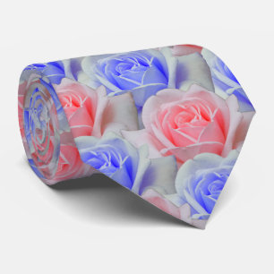 Elegant Rosa & Pulver Blue Ro Blommigt Bröllop Slips