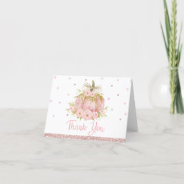 Elegant Rosa Pumpkin Baby Shower Birthday Girl Tack Kort
