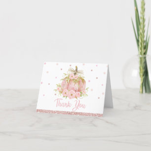 Elegant Rosa Pumpkin Baby Shower Birthday Girl Tack Kort