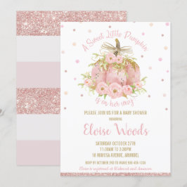 Elegant Rosa Pumpkin Baby Shower Girl Inbjudningar