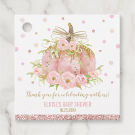 Elegant Rosa Pumpkin Baby Shower Girl Tack Gåvor Etiketter