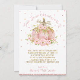 Elegant Rosa Pumpkin Baby Shower Girl Tack Kort