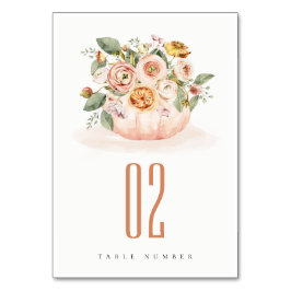 Elegant  Rosa Pumpkin Blommigt Vattenfärg Bordsnummer