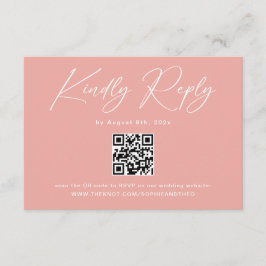 Elegant rosa QR-kod bröllopsanmälan Tilläggskort