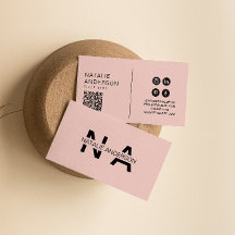 Elegant Rosa QR Logotyp Monogram Boho Girly