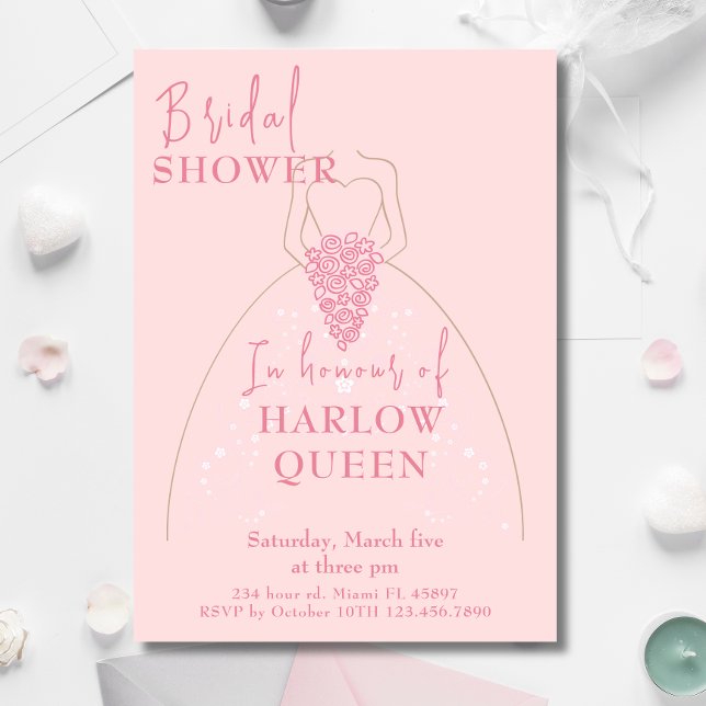 Elegant  Rosa QR-Möhippa Inbjudningar (Elegant Blush Pink QR code Bridal shower Invitation)