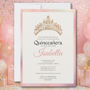 Elegant Rosa Quinceanera 15-årsfirande Inbjudningar