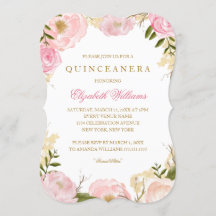Elegant Rosa Quinceanera Inbjudan