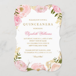 Elegant Rosa Quinceanera Inbjudan