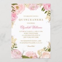 Elegant rosa Quinceanera-inbjudan