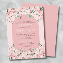 Elegant Rosa Quinceanera-inbjudan