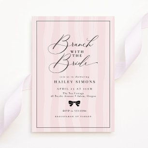 Elegant Rosa Rand Black Bow Möhippa Brunch Inbjudningar