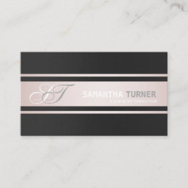 Elegant Rosa Rand Black Professionell Monogram Visitkort