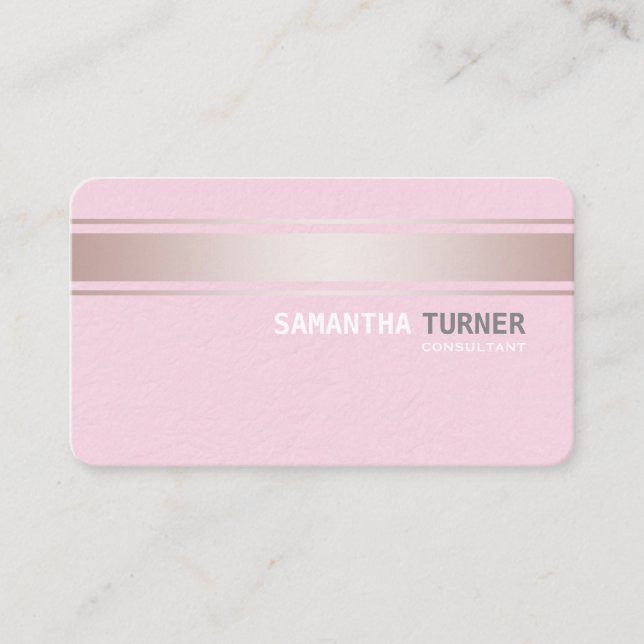 Elegant Rosa Rand Rosa  Texturerad Anpassningsbar Visitkort (Framsida)