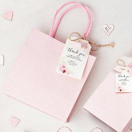 Elegant Rosa & Red Blommigt Möhippa Tack Presentetikett