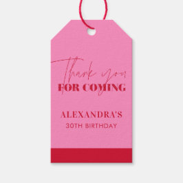 Elegant Rosa Red Glitter Birthday Tack Presentetikett