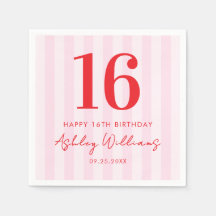 Elegant Rosa Red Modern 16:e födelsedagen