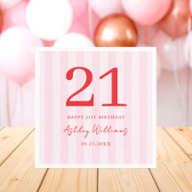 Elegant Rosa Red Modern 21:a födelsedagen