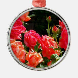 Elegant rosa Red orange blommigt ro Julgransprydnad Metall