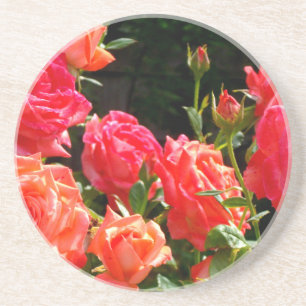 Elegant rosa Red orange blommigt ro Underlägg Sandsten