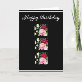 Elegant Rosa & Red Peonies Greeting Card svart Meddelande