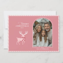 Elegant Rosa Reindeer Photo jul Card