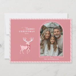 Elegant Rosa Reindeer Photo jul Card Julkort
