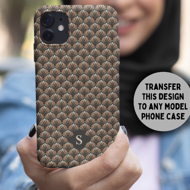 Elegant Rosa Retro Blommönster Monogram (Skapare uppladdad)