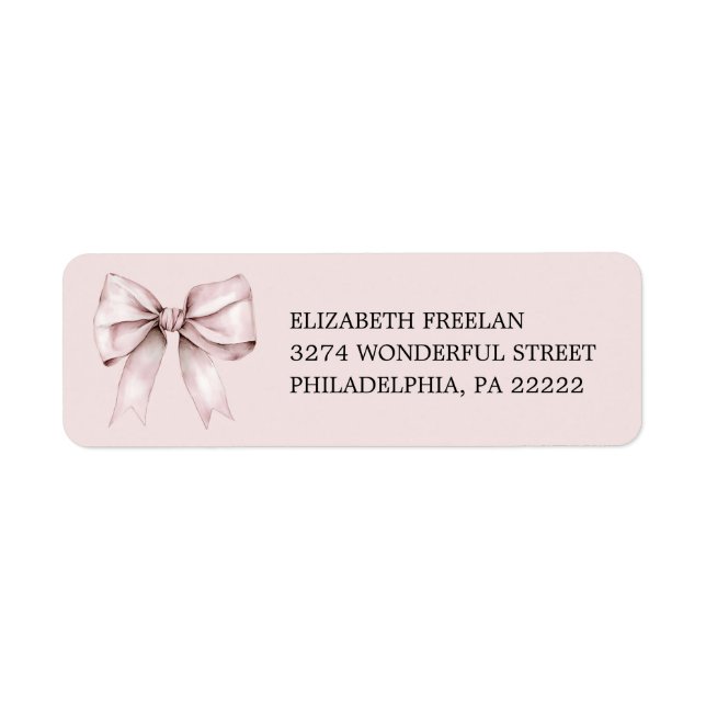 Elegant rosa returadressband  returadress etikett (Framsidan)