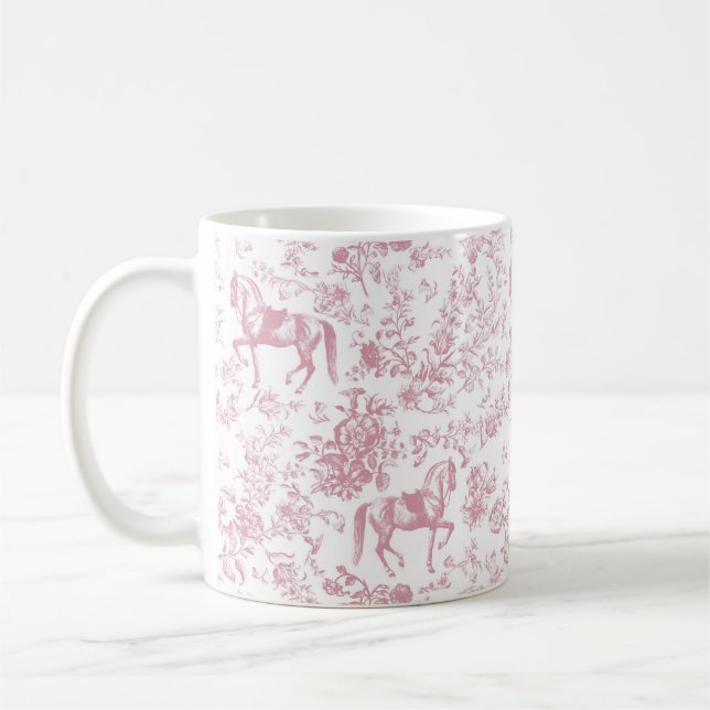 Elegant rosa ridblommig toile  kaffemugg (Vänster)