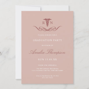 Elegant Rosa RN Grad Party Nurse Studenten Inbjudningar