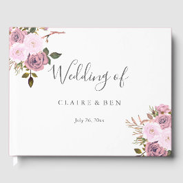 Elegant Rosa & Ro Guld Bröllop Guestbook Gästböcker