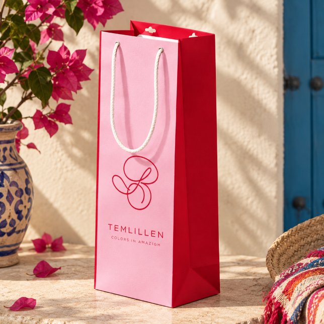 Elegant Rosa & Röd Monogram Skript Namn  (Skapare uppladdad)