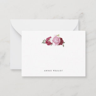 Elegant Rosa Röd ros Personlig Stationery Anteckningskort
