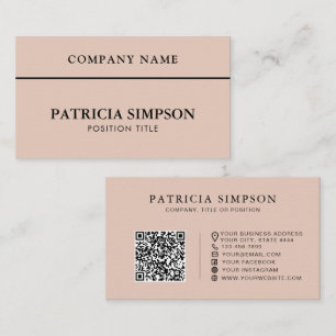 Elegant Rosa Rök Rosa QR-kod Modern Minimalistisk Visitkort