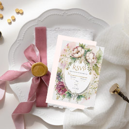 Elegant Rosa  Romantic Rustic Bröllop OSA Kort